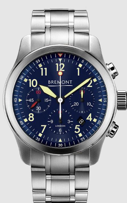 Replica Bremont Watch Altitude Pilot Chronographs ALT1-P2 Blue Dial Steel Strap